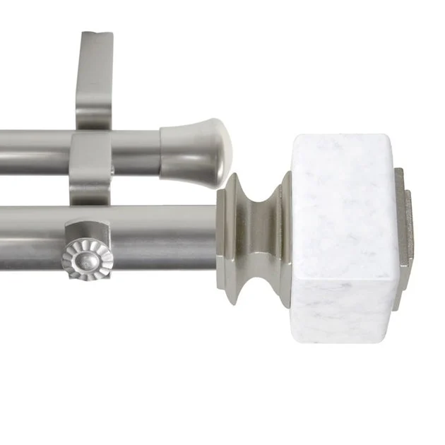 Estee Double Curtain Rod 1" Diameter x 120" - 170" Long - Satin Nickel