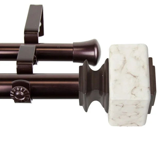 Estee Double Curtain Rod 1" Diameter x 120" - 170" Long - Bronze