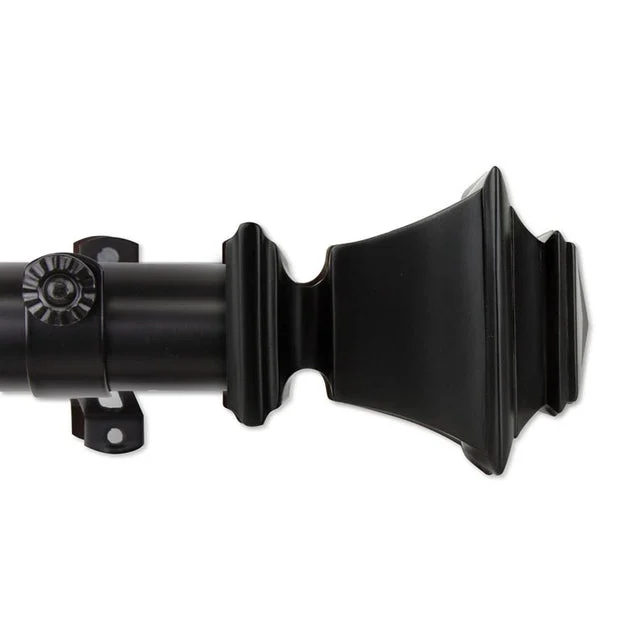 Julio Curtain Rod 1.5" Diameter x 115" - 165" Long - Black