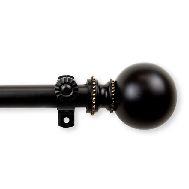 Bigby Curtain Rod 13/16" Diameter x 120" - 170" Long - Black