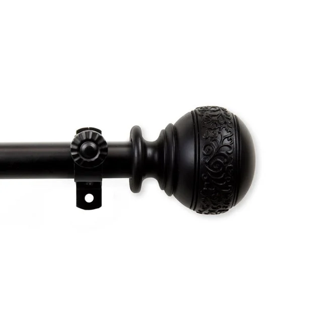 Kathy Curtain Rod 13/16" Diameter x 28" - 48" Long - Black