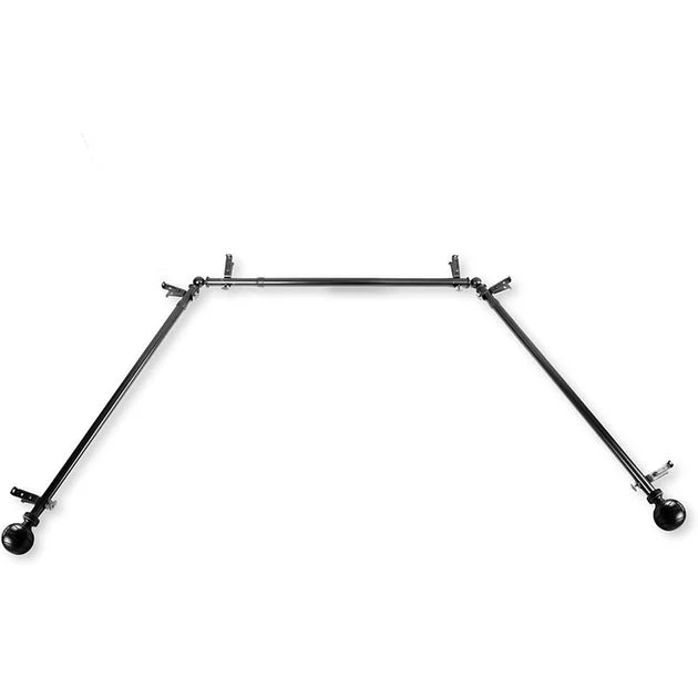 Charles 13/16" Four - Sided Bay Window Curtain Rod - Black