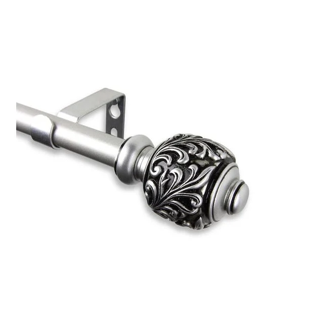 Thaddeus Curtain Rod 5/8" Diameter x 84" - 120" - Satin Nickel