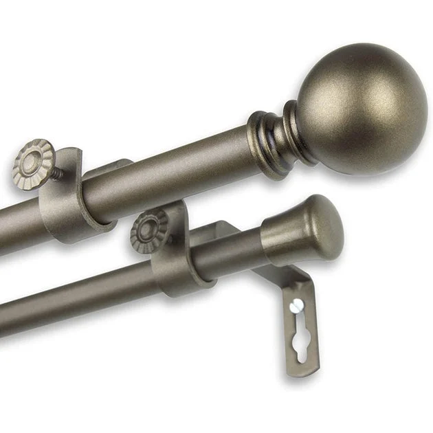 Josh Double Curtain Rod 5/8" Diameter x 28" - 48" Long - Antique Gold