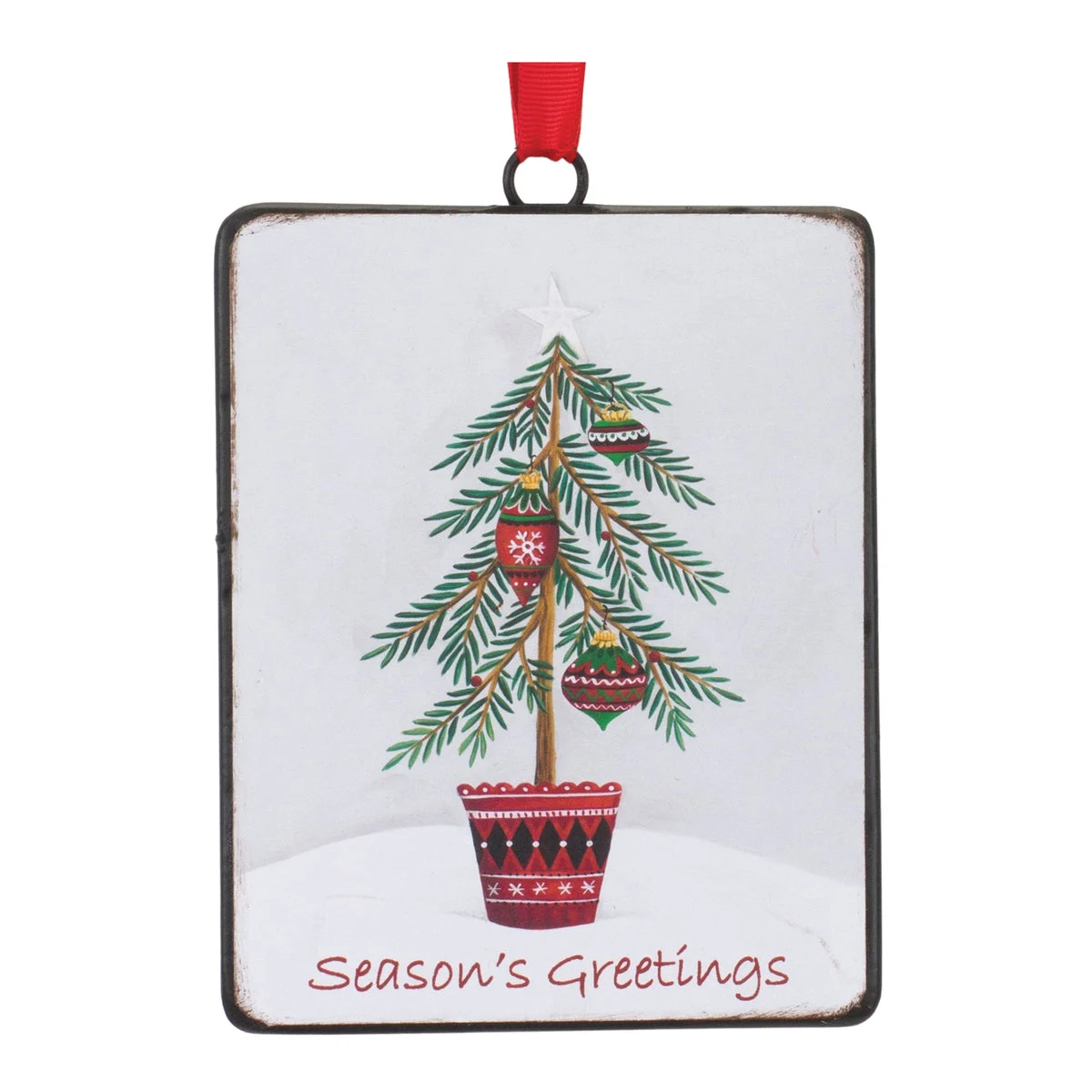 Christmas Tree Ornament Set 12 Iron Pieces Red White Green 5.5 inch by Melrose