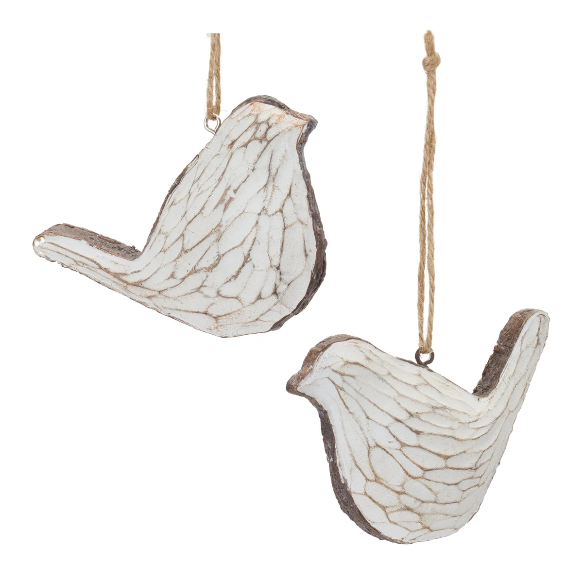Christmas Hanging Bird Ornaments Cream and Brown 4 inch – 12 Count by Melrose