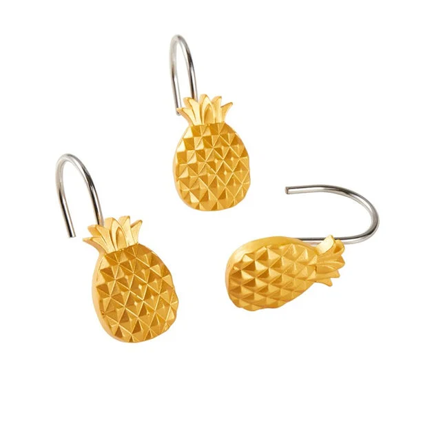 Gilded Pineapple Shower Curtain Hooks 12-Pack