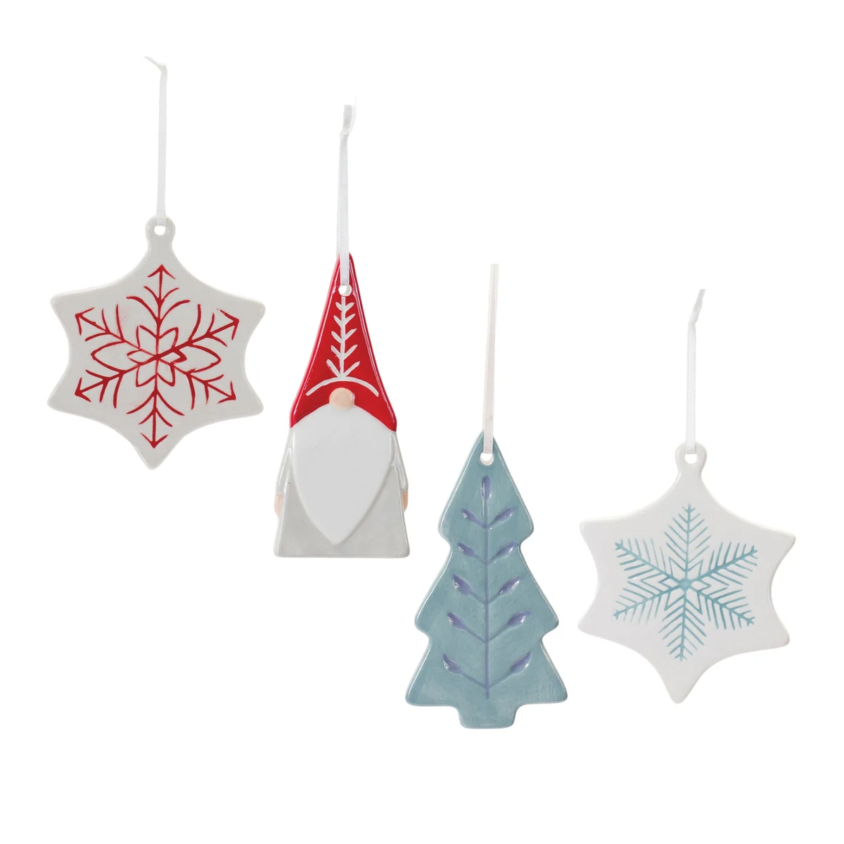 Christmas Hanging Decoration Set – 24 Ceramic Ornaments by Melrose