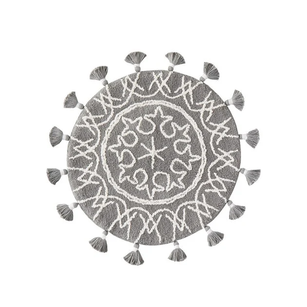 Medallia Round Rug in Gray