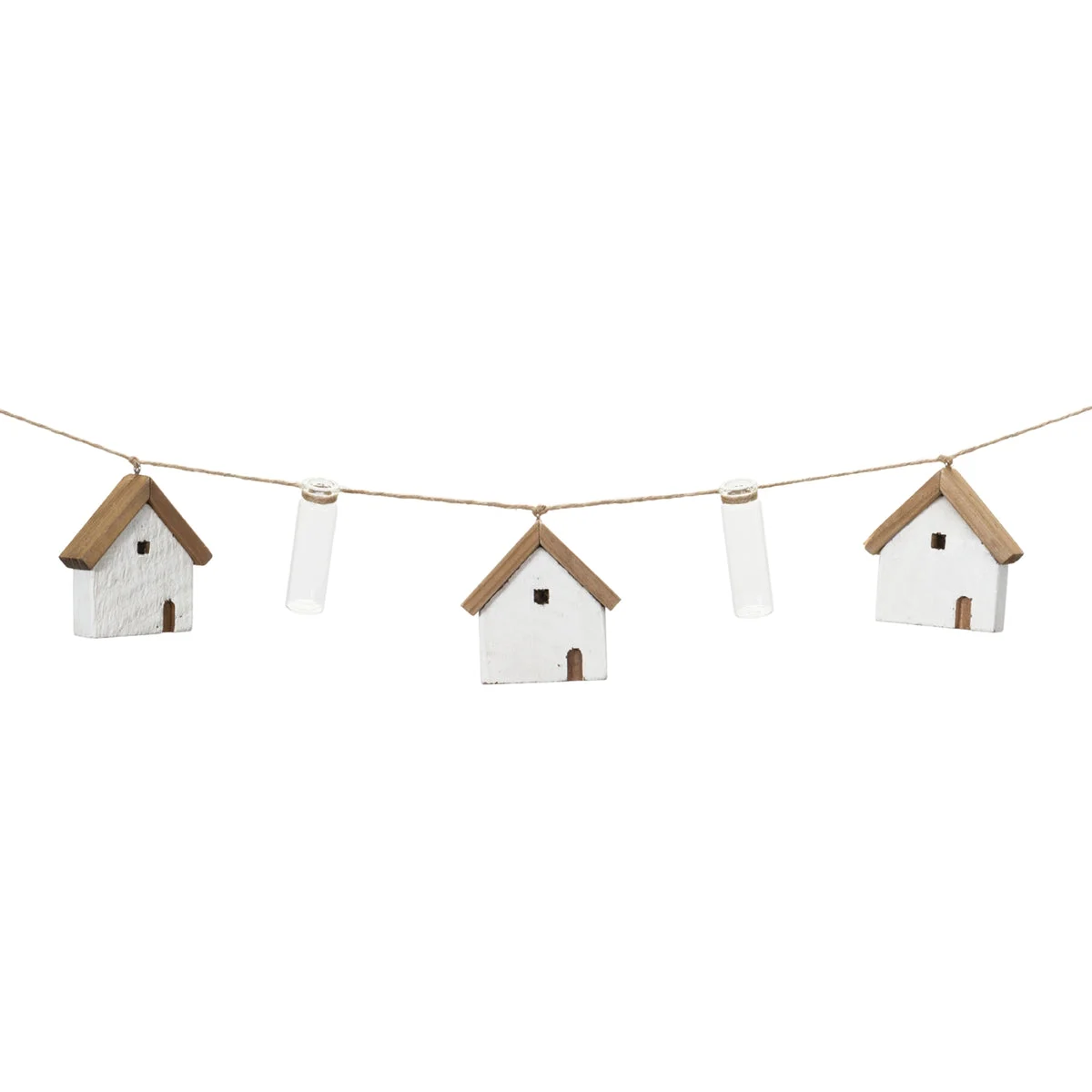 Wood House and Vase Garland – Christmas Hanging Set of 2 by Melrose