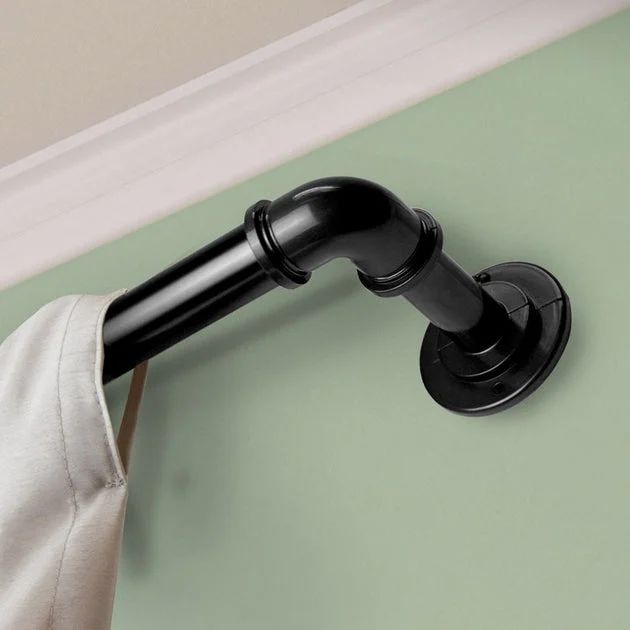 1" Pipe Blackout Curtain Rod 28" - 48" Long - Black