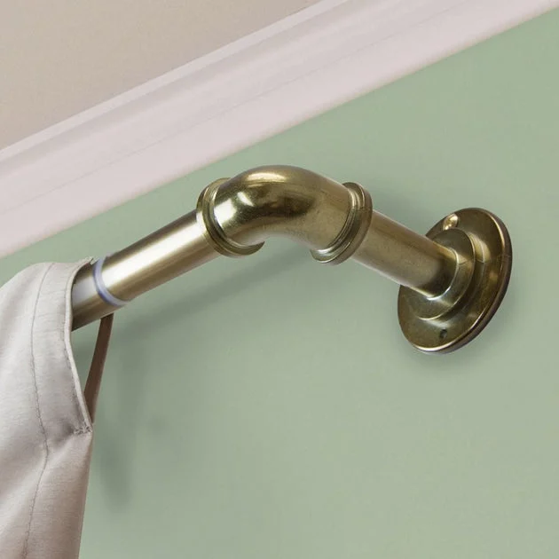 1" Pipe Blackout Curtain Rod 84" - 120" - Antique Brass (3 Pieces)