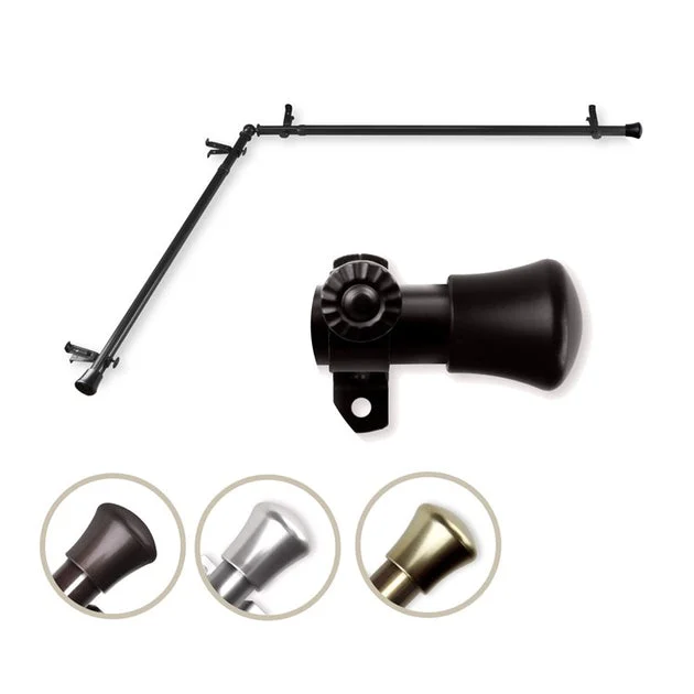 13/16" Single Corner Curtain Rod 28" - 48" Each Side - Black