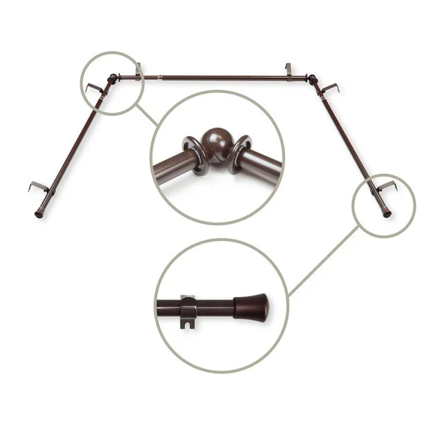 5/8" Bay Curtain Rod 20" - 36", 38" - 72" Long - Cocoa