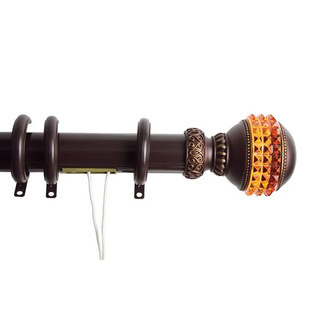 Emma Decorative Traverse Rod with Rings 48" - 84" - Cocoa
