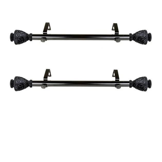 Verona 1" Diameter x Side Curtain Rod 12" - 20" Long (Set of 2) - Black
