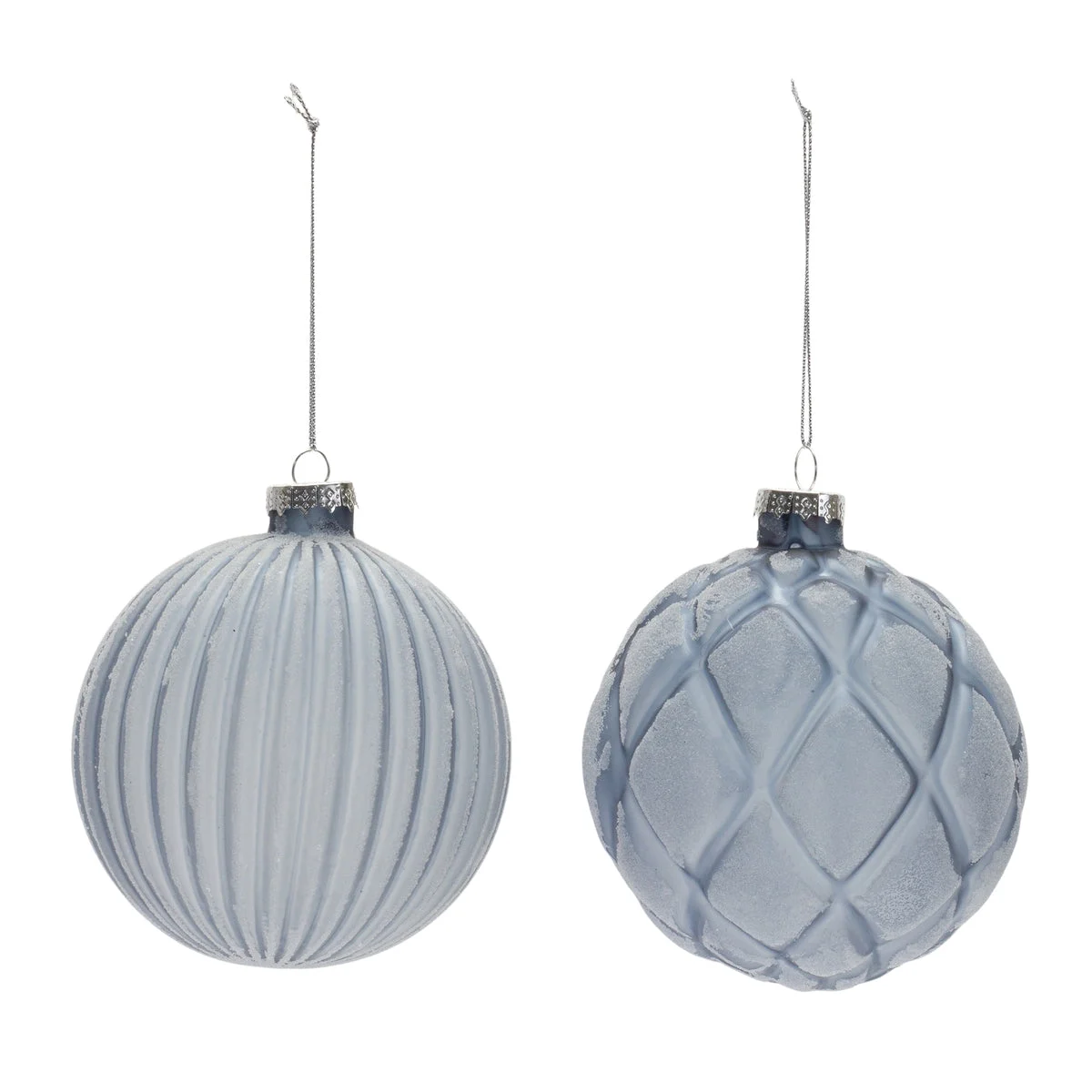 Christmas Glass Frosted Ball Ornament Glacial Blue Finish 4 Inch – Set of 6 by Melrose