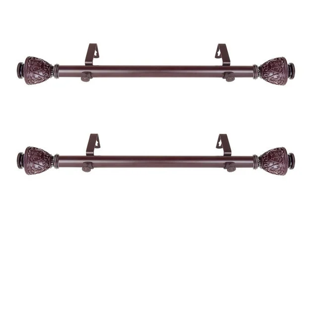 Verona 1" Diameter x Side Curtain Rod 12" - 20" Long (Set of 2) - Mahogany