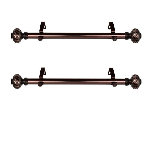 Cleopatra 1" Diameter x Side Curtain Rod 12" - 20" Long (Set of 2) - Bronze