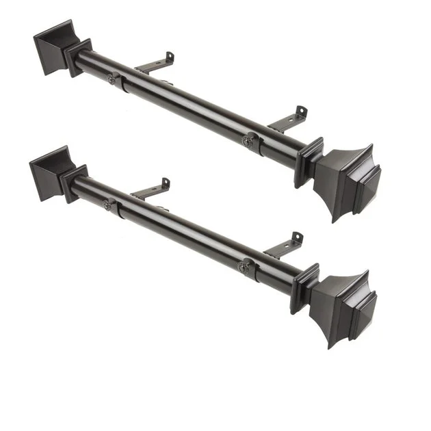 Julio 1.5" Diameter x Side Curtain Rod 12" - 20" Long (Set of 2) - Black