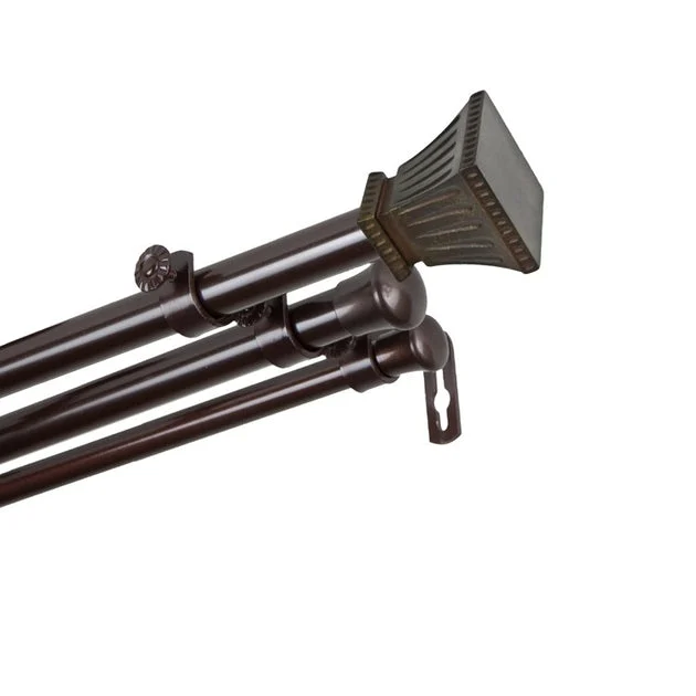 Eliott Triple Curtain Rod 13/16" Diameter x 120" - 170" Long - Cocoa