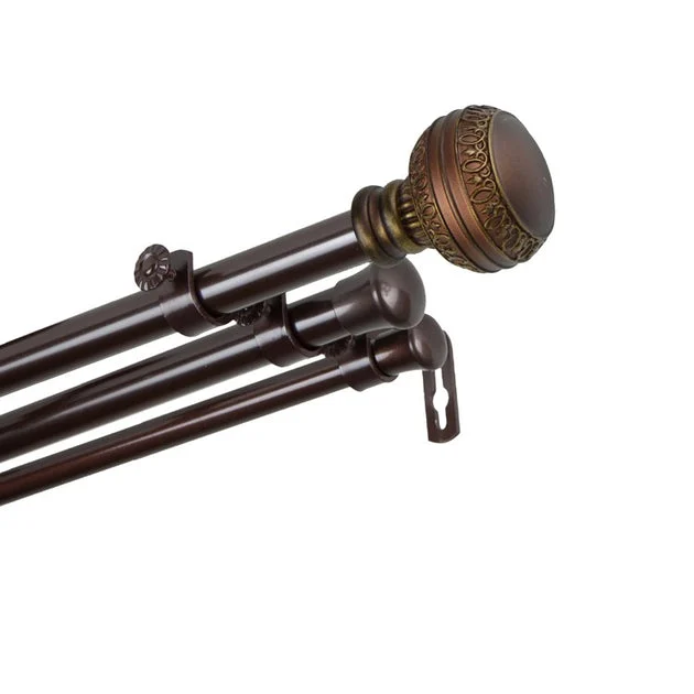 Margo Triple Curtain Rod 13/16" Diameter x 28" - 48" Long - Cocoa