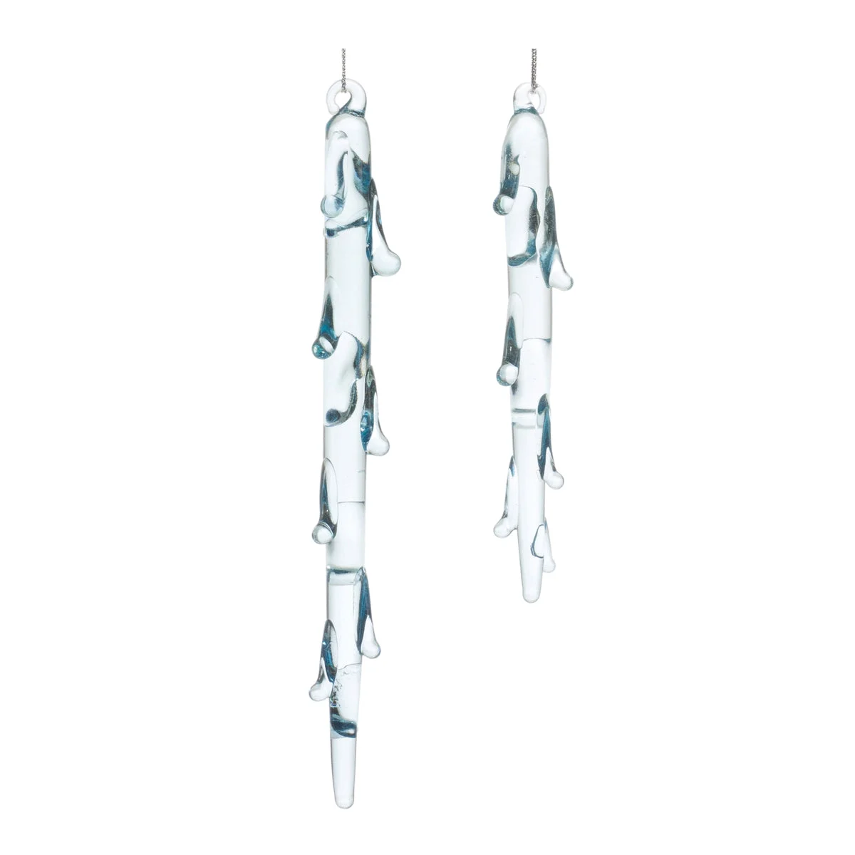 Handcrafted-Style Melted Glass Icicle Christmas Ornaments (12 Pack) by Melrose