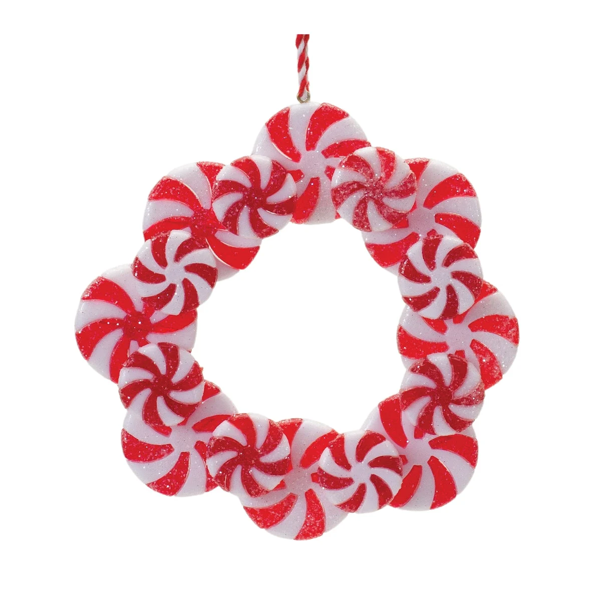 Melrose Peppermint Candle Wreath Ornament (Set of 24)