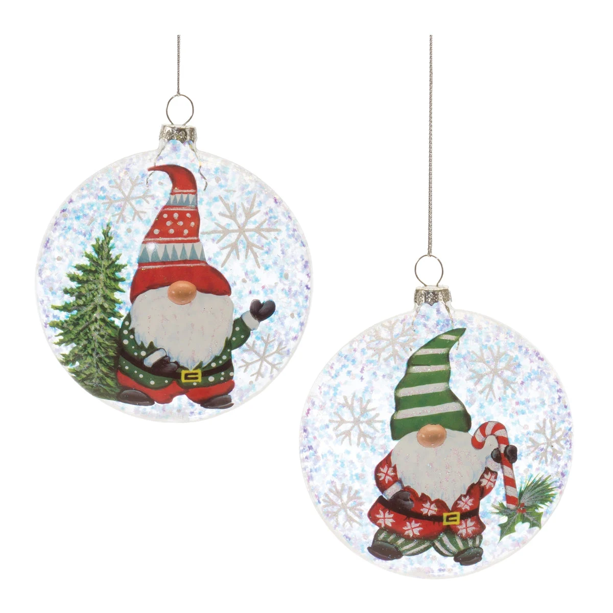 Christmas Painted Gnome Ornaments – Glass Ball Tree Decor by Melrose