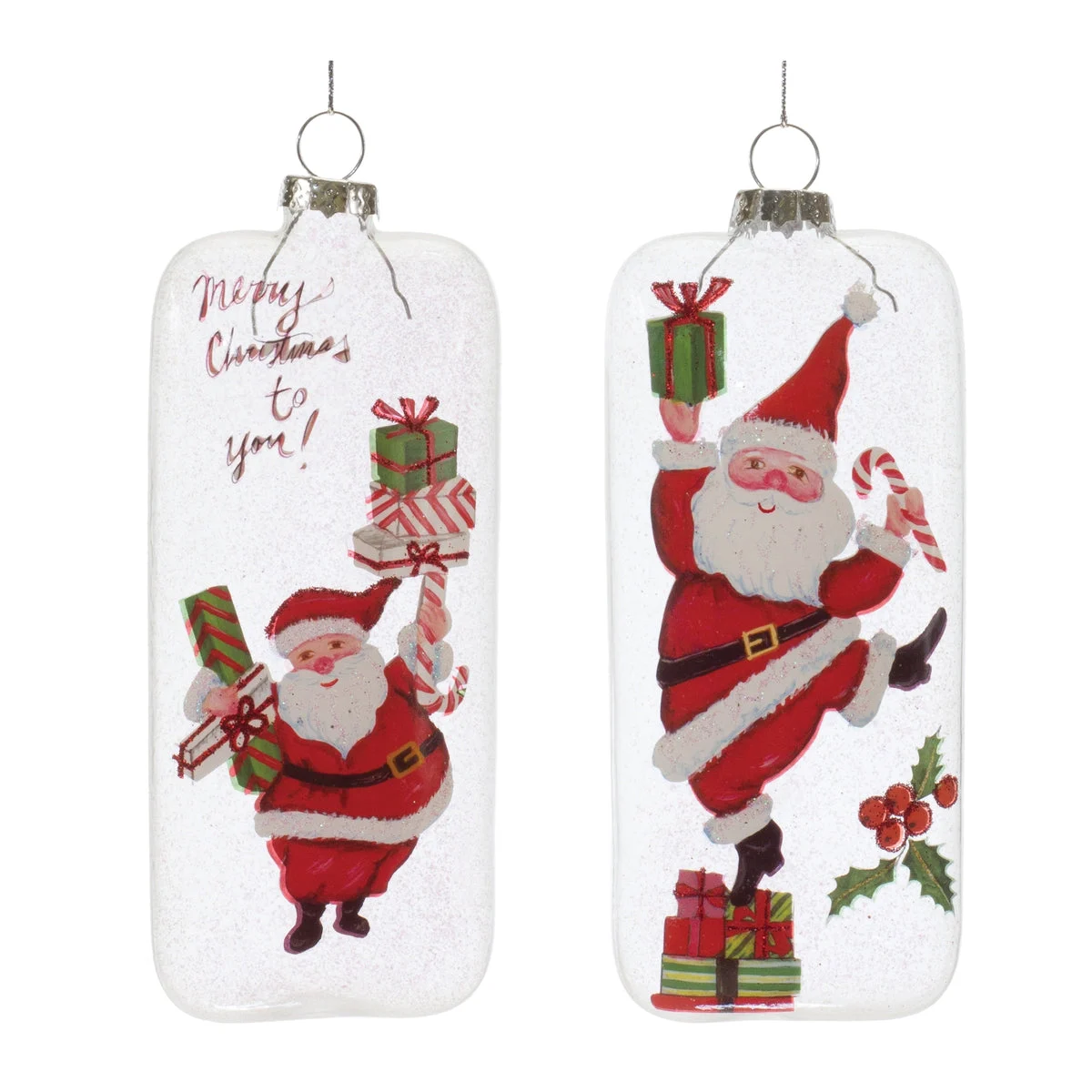 Christmas Santa Glass Ornament Set of 12 – 6 inch Festive Tree Accents by Melrose