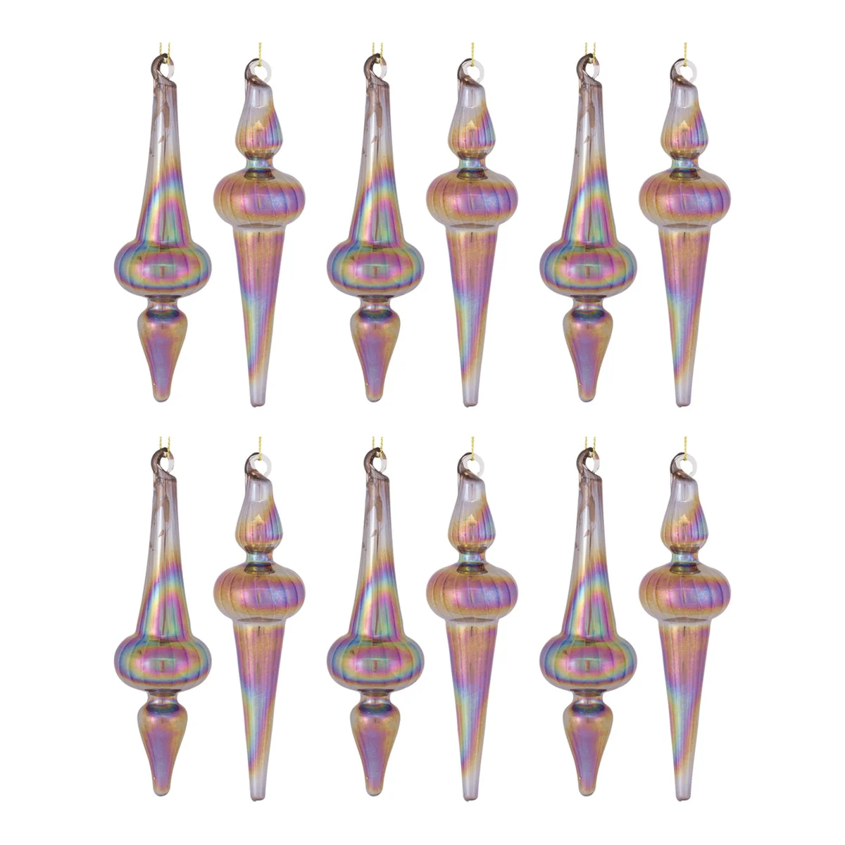 Christmas Purple Glass Drop Ornaments 6 inch – Finial Tree Accents (Set of 12) by Melrose