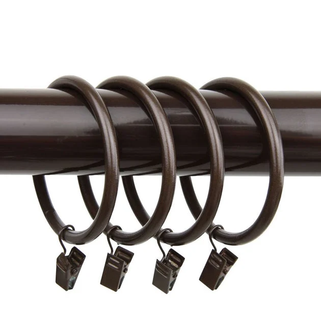 2-1/2" Curtain Rings with Clip (Set of 10) - Cocoa
