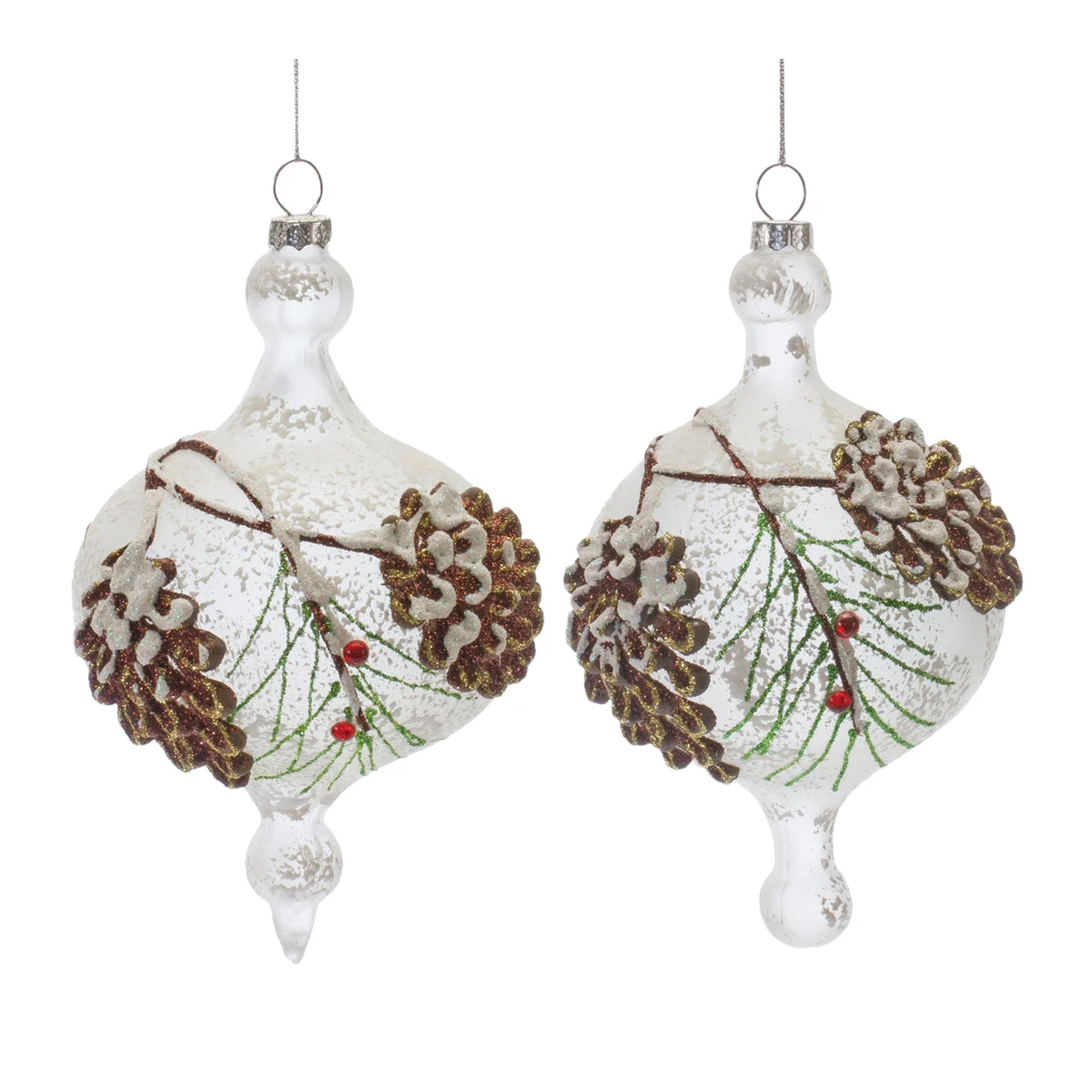 Christmas Classic Glass Pinecone Onion Ornaments Set of 12 by Melrose