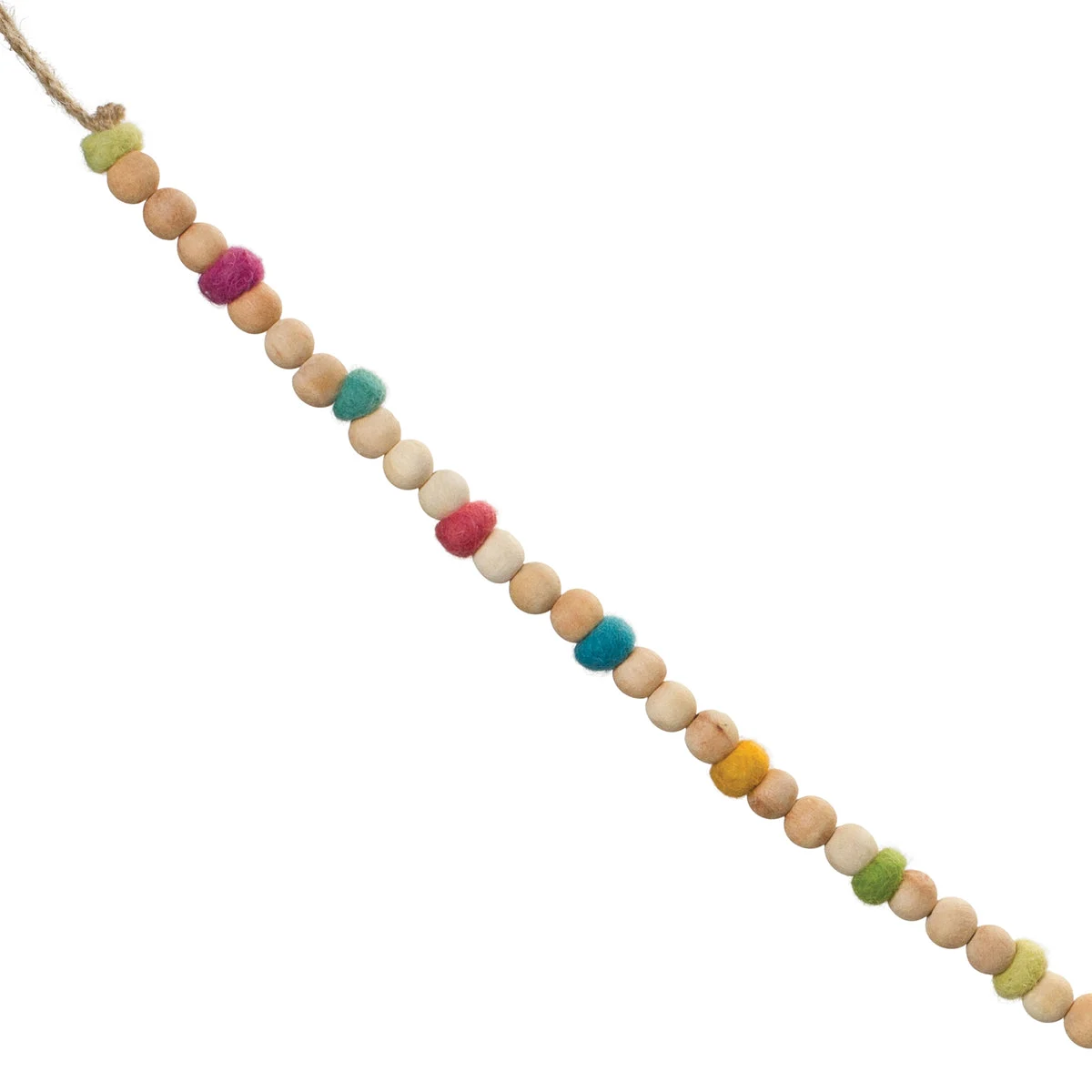 Melrose Wood Beaded Wool Garland (Set of 2)