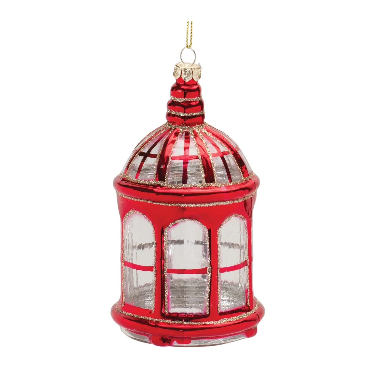 Christmas Glittered Glass Lantern Ornament Set of 6, 5.5 inch Melrose