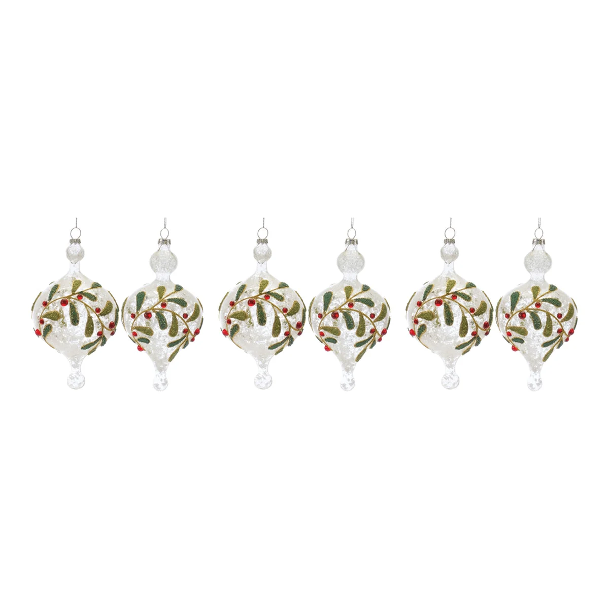 Melrose Beaded Glass Mistletoe Ornament (Set of 6)