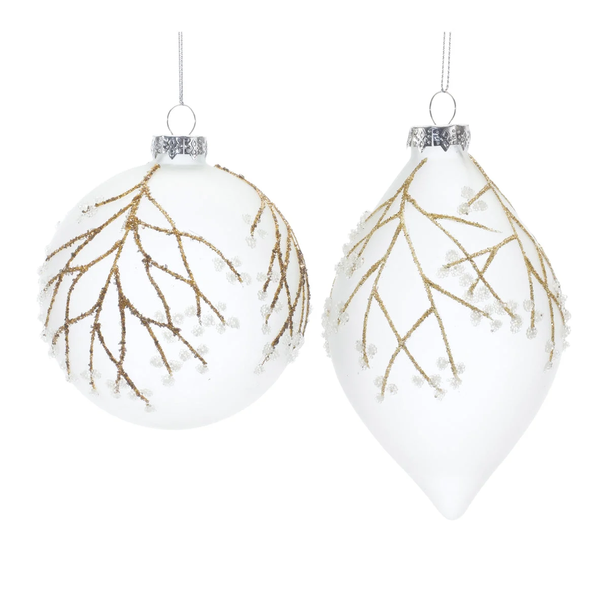 Melrose Glittered Glass Tree Branch Ornament (Set of 6)