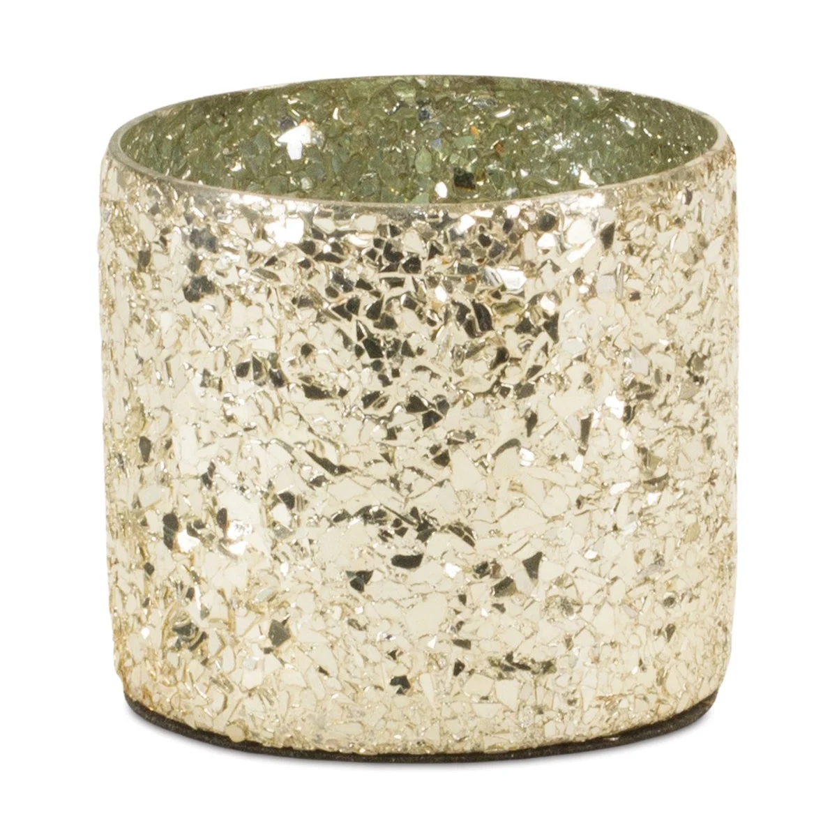 Votive Candle Holder Set Of 2 – Gold Mosaic Glass – 6.75" & 3.5" for Home Decor – By Melrose