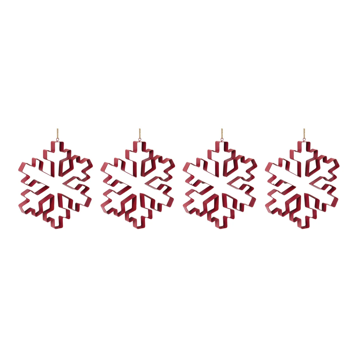 Snowflake Cookie Cutter Metal Ornament Set – Red Finish – 10.5 in – Set of 4 – By Melrose