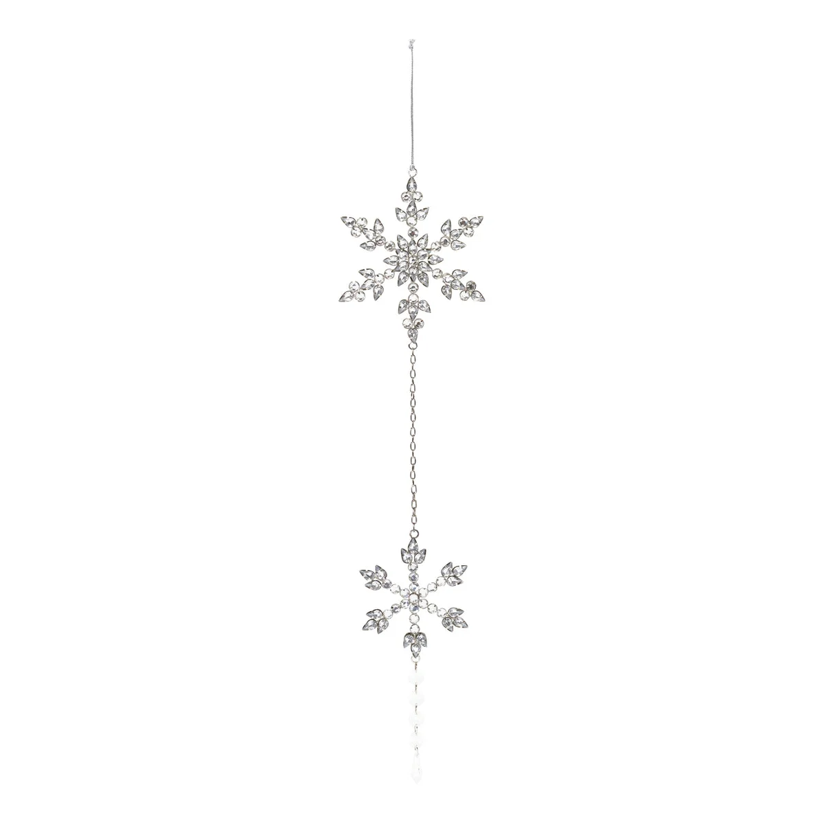 Melrose Jeweled Metal Snowflake Drop Ornament (Set of 6)