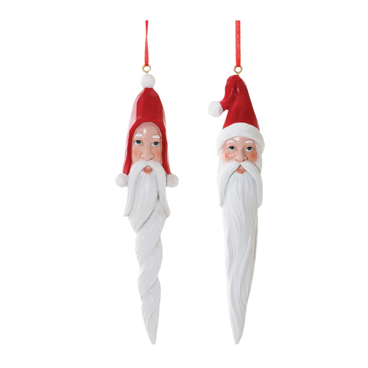 Santa Drop Ornament – Resin & Stone Powder – 8.25 in – Set of 6 – Rustic Christmas Tree Decor – By Melrose