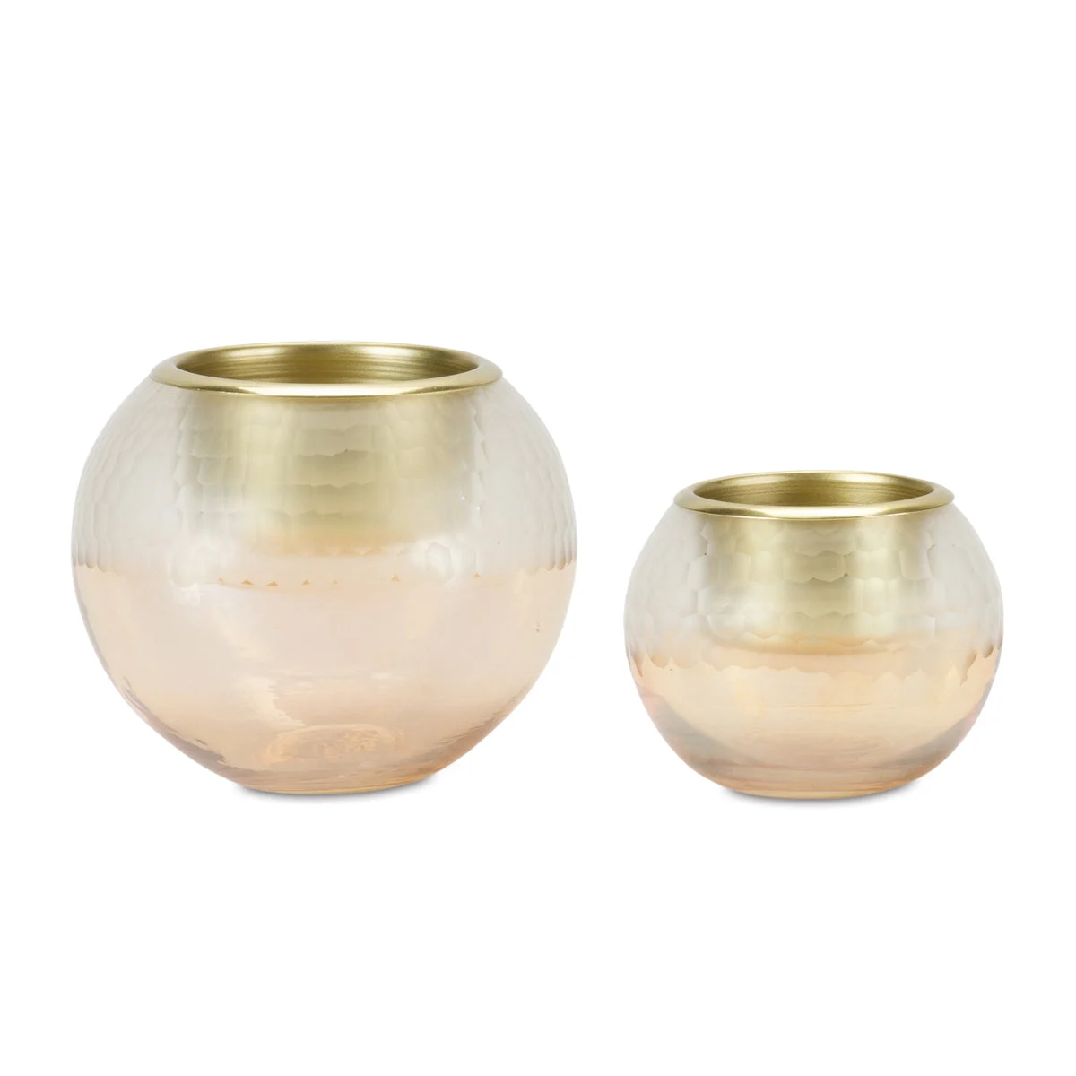 Ombre Glass Votive Candle Holder Set of 2 3.5" 5" Height Gold Home Decor by Melrose