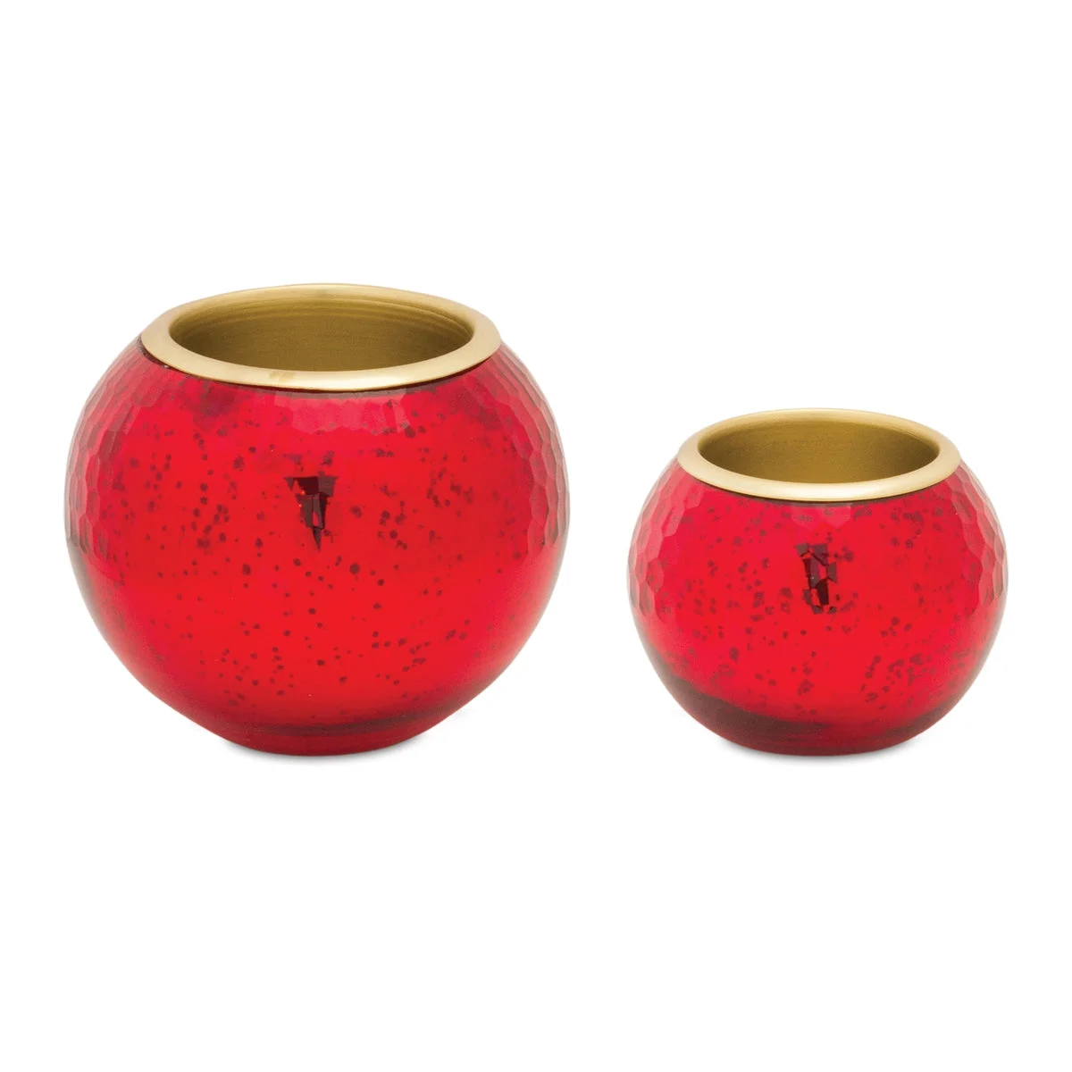 Red Gold Mercury Glass Votive Candle Holder Set of 2 3.5" 5" Height Christmas by Melrose