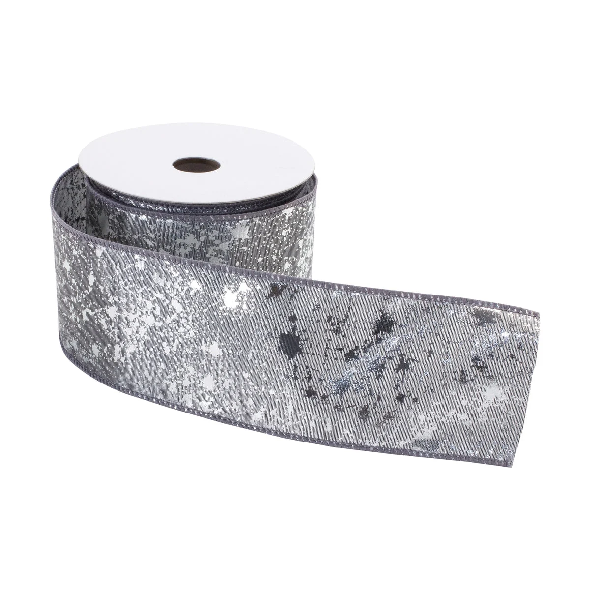 Grey Wired Ribbon, Set of 2 with 2.5" Width for Christmas Crafts and Gift Wrapping by Melrose