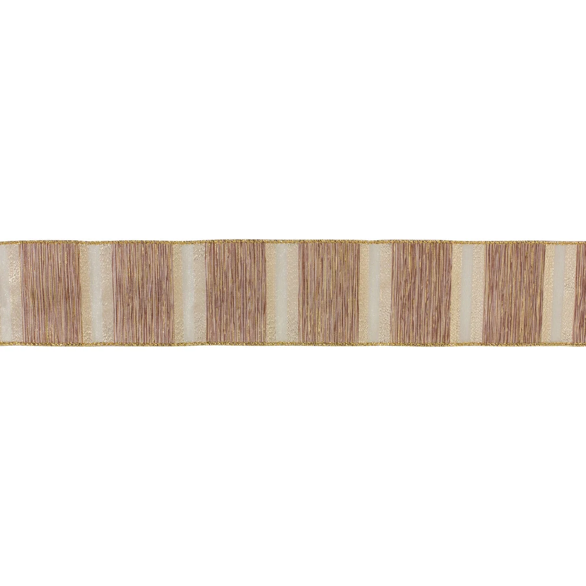 Beige Striped Wired Ribbon Set of 3 with 2.5" Width for Christmas Craft Decorating by Melrose