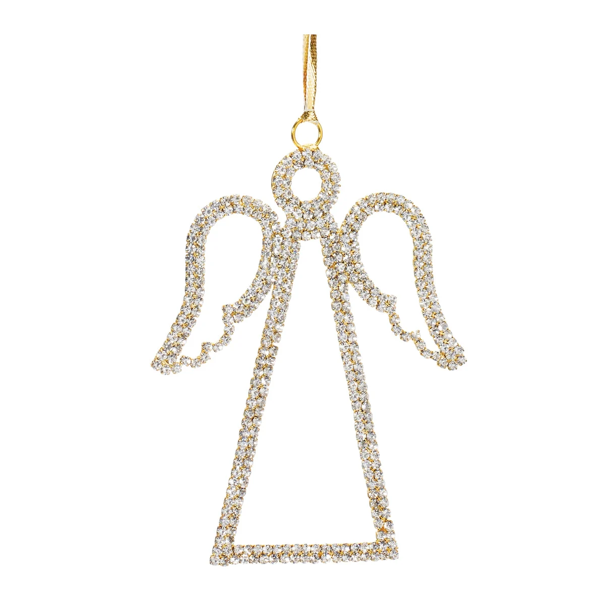 Christmas Angel Outline Ornament Set of 12 5.25" Height Iron and Glass Gold White Design by Melrose