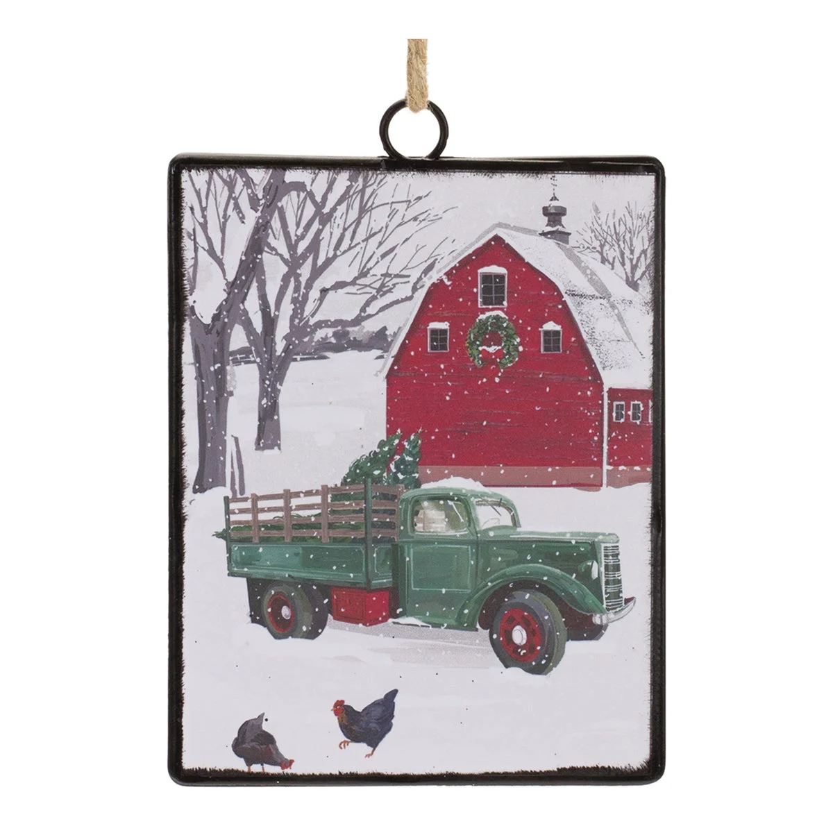 Melrose Glass Truck and Barn Ornament (Set of 12)