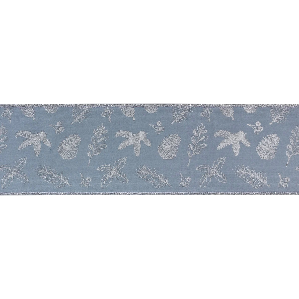 Blue and Silver Holiday Ribbon 4" x 10 Yds. Wired Polyester by Melrose