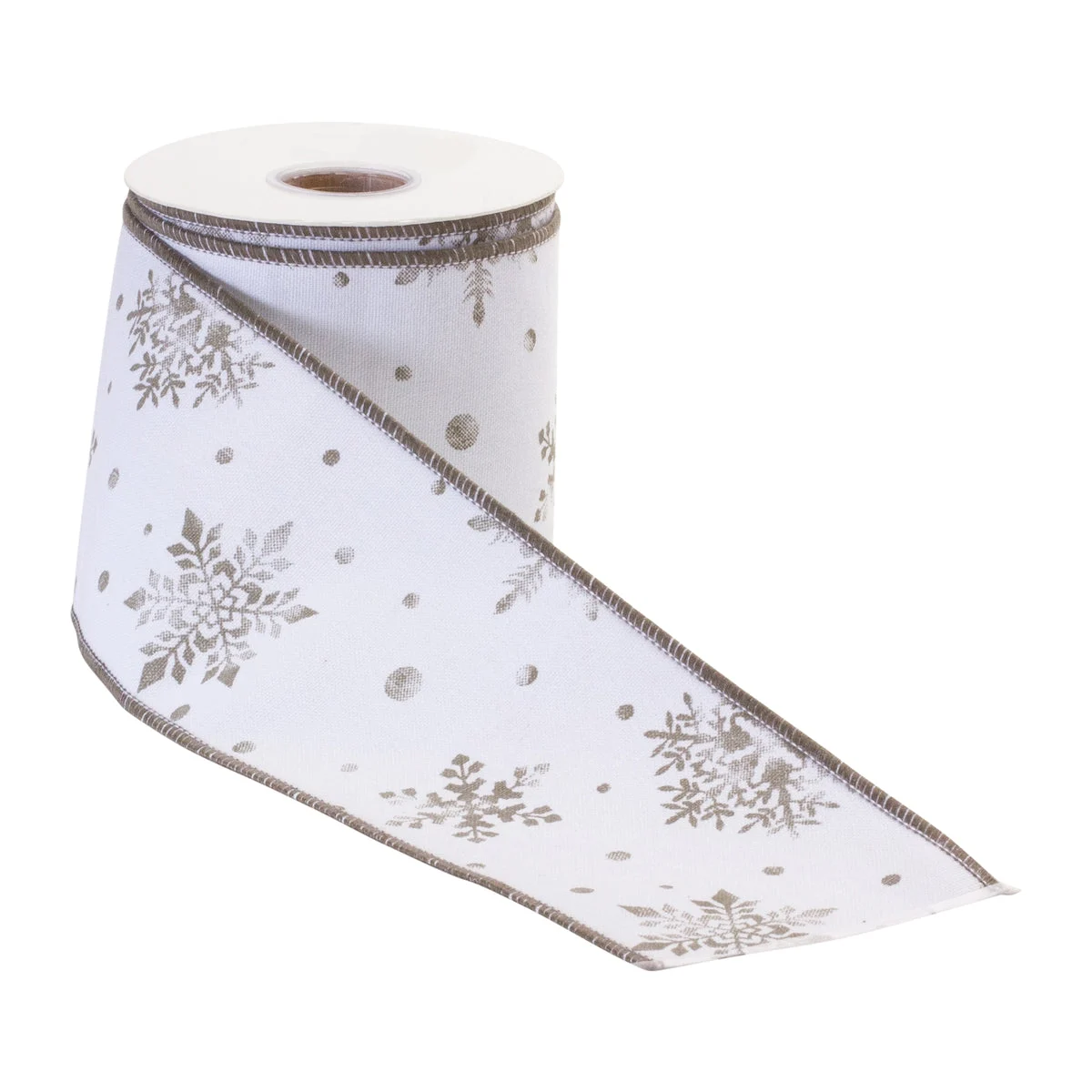 White and Silver Holiday Ribbon 4" x 10 Yds. Wired Cotton (Set of 2) by Melrose