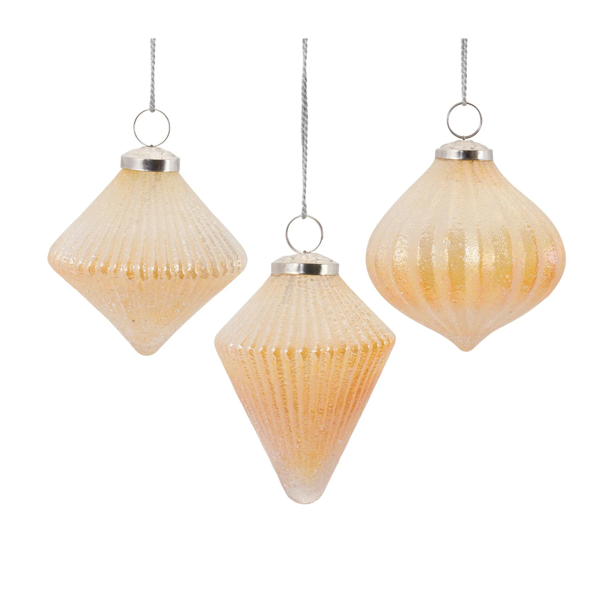 Ribbed Glass Ornaments 4.75 H Set of 6 Christmas Tree Decorations by Melrose